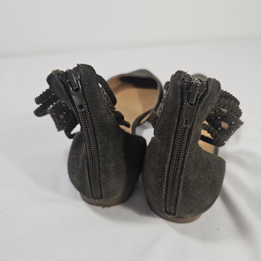 Lucky Brand Madoz Mary Jane Shoes Womens 9M Green Flat Nubuck Leather - Picture 6 of 8